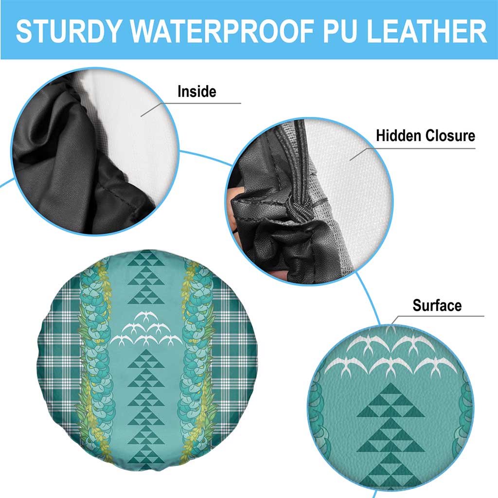 Teal Palaka Hawaii Iwa Bird Spare Tire Cover Hawaiian Kakau Jade Vine Lei - Polynesian Pride