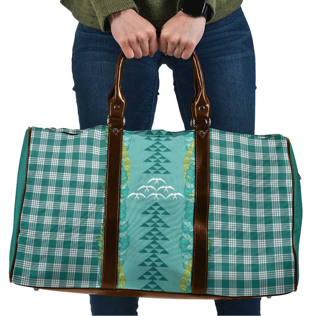 Teal Palaka Hawaii Iwa Bird Travel Bag Hawaiian Kakau Jade Vine Lei - Polynesian Pride