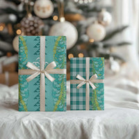 Teal Palaka Hawaii Iwa Bird Wrapping Paper Hawaiian Kakau Jade Vine Lei - Polynesian Pride