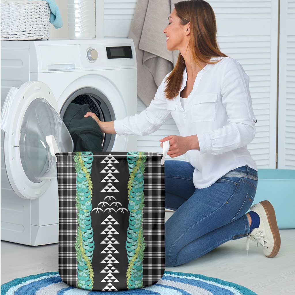 Black Palaka Hawaii Iwa Bird Laundry Basket Hawaiian Kakau Jade Vine Lei - Polynesian Pride