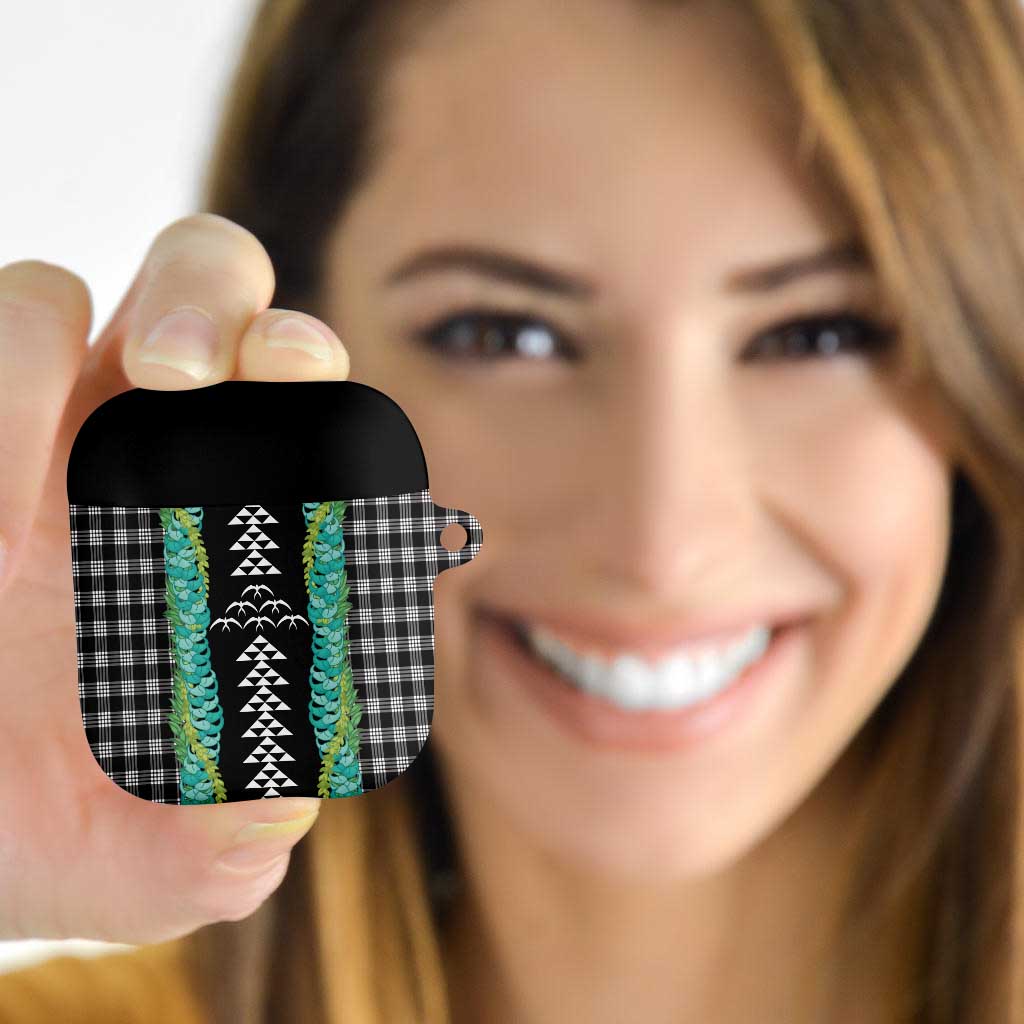 Black Palaka Hawaii Iwa Bird AirPods Case Hawaiian Kakau Jade Vine Lei - Polynesian Pride