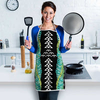 Black Palaka Hawaii Iwa Bird Apron Hawaiian Kakau Jade Vine Lei - Polynesian Pride
