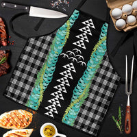 Black Palaka Hawaii Iwa Bird Apron Hawaiian Kakau Jade Vine Lei - Polynesian Pride