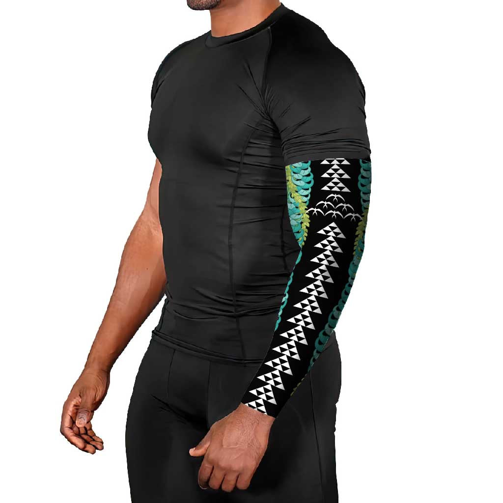 Black Palaka Hawaii Iwa Bird Arm Sleeves Hawaiian Kakau Jade Vine Lei - Polynesian Pride