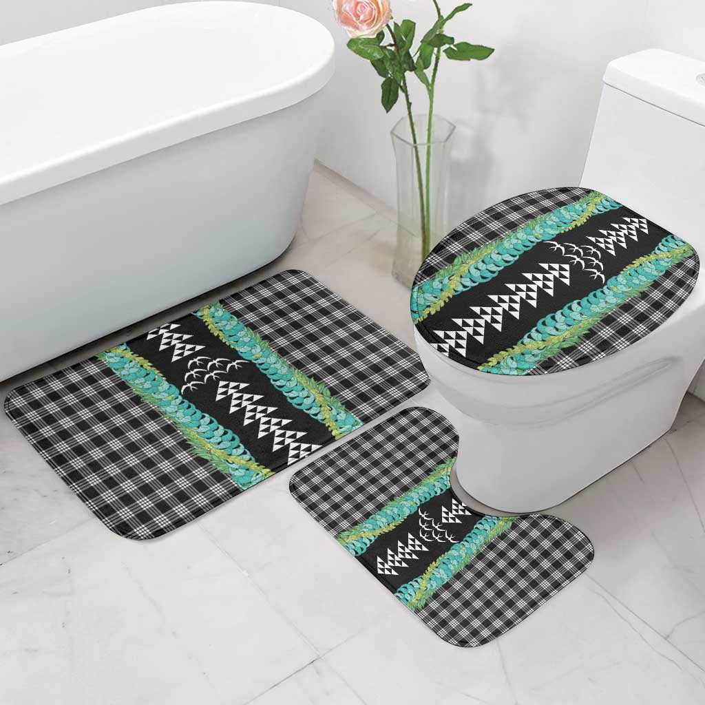 Black Palaka Hawaii Iwa Bird Bathroom Set Hawaiian Kakau Jade Vine Lei - Polynesian Pride