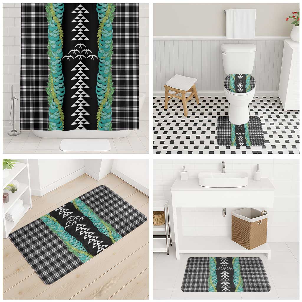 Black Palaka Hawaii Iwa Bird Bathroom Set Hawaiian Kakau Jade Vine Lei - Polynesian Pride