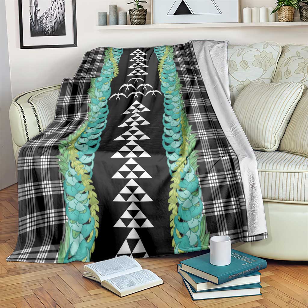 Black Palaka Hawaii Iwa Bird Blanket Hawaiian Kakau Jade Vine Lei - Polynesian Pride