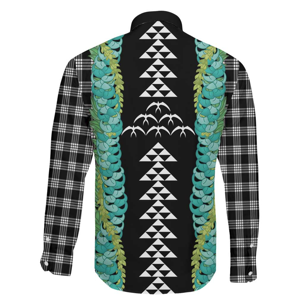 Black Palaka Hawaii Iwa Bird Family Matching Long Sleeve Bodycon Dress and Hawaiian Shirt Hawaiian Kakau Jade Vine Lei LT14 - Polynesian Pride