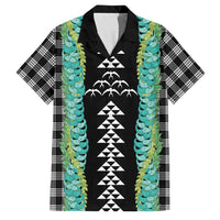 Black Palaka Hawaii Iwa Bird Family Matching Off Shoulder Maxi Dress and Hawaiian Shirt Hawaiian Kakau Jade Vine Lei LT14 Dad's Shirt - Short Sleeve Black - Polynesian Pride