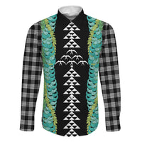 Black Palaka Hawaii Iwa Bird Family Matching Off Shoulder Maxi Dress and Hawaiian Shirt Hawaiian Kakau Jade Vine Lei LT14 Dad's Shirt - Long Sleeve Black - Polynesian Pride