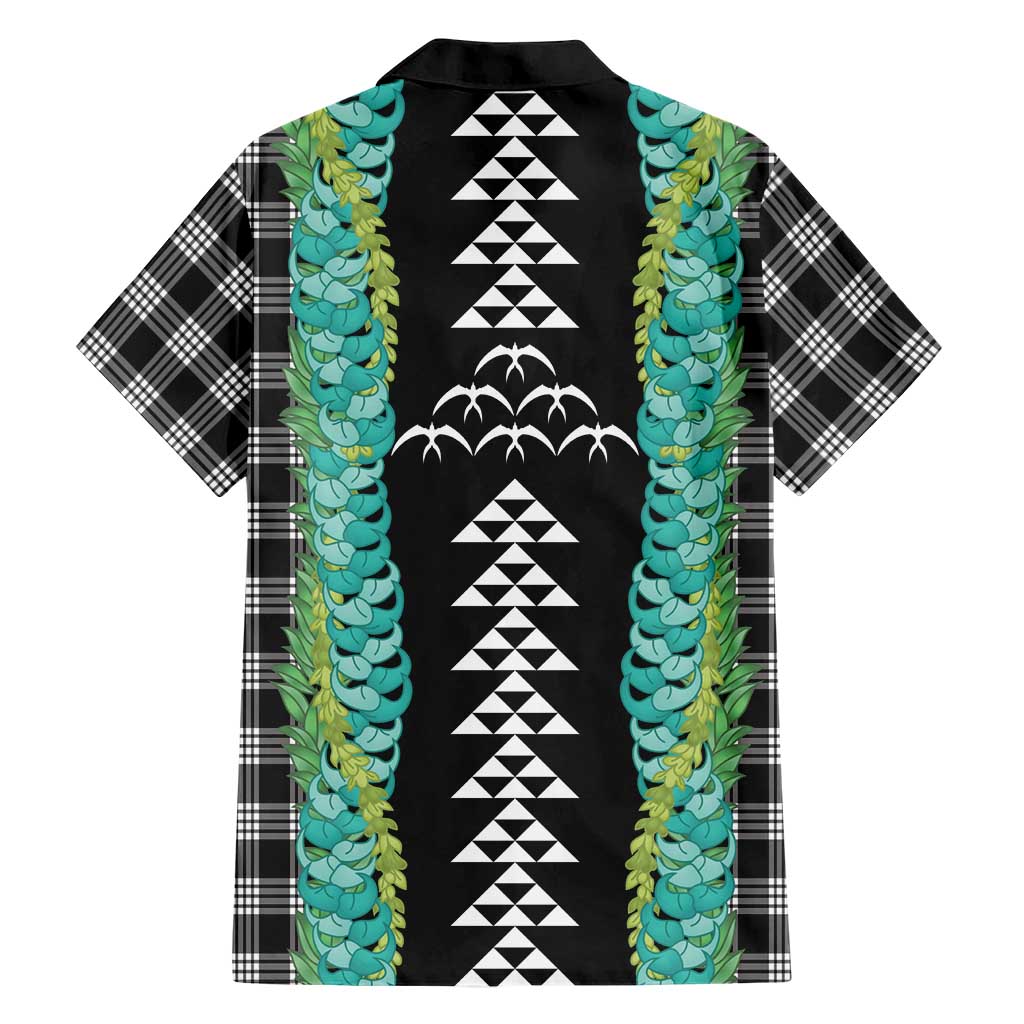 Black Palaka Hawaii Iwa Bird Family Matching Short Sleeve Bodycon Dress and Hawaiian Shirt Hawaiian Kakau Jade Vine Lei LT14 - Polynesian Pride