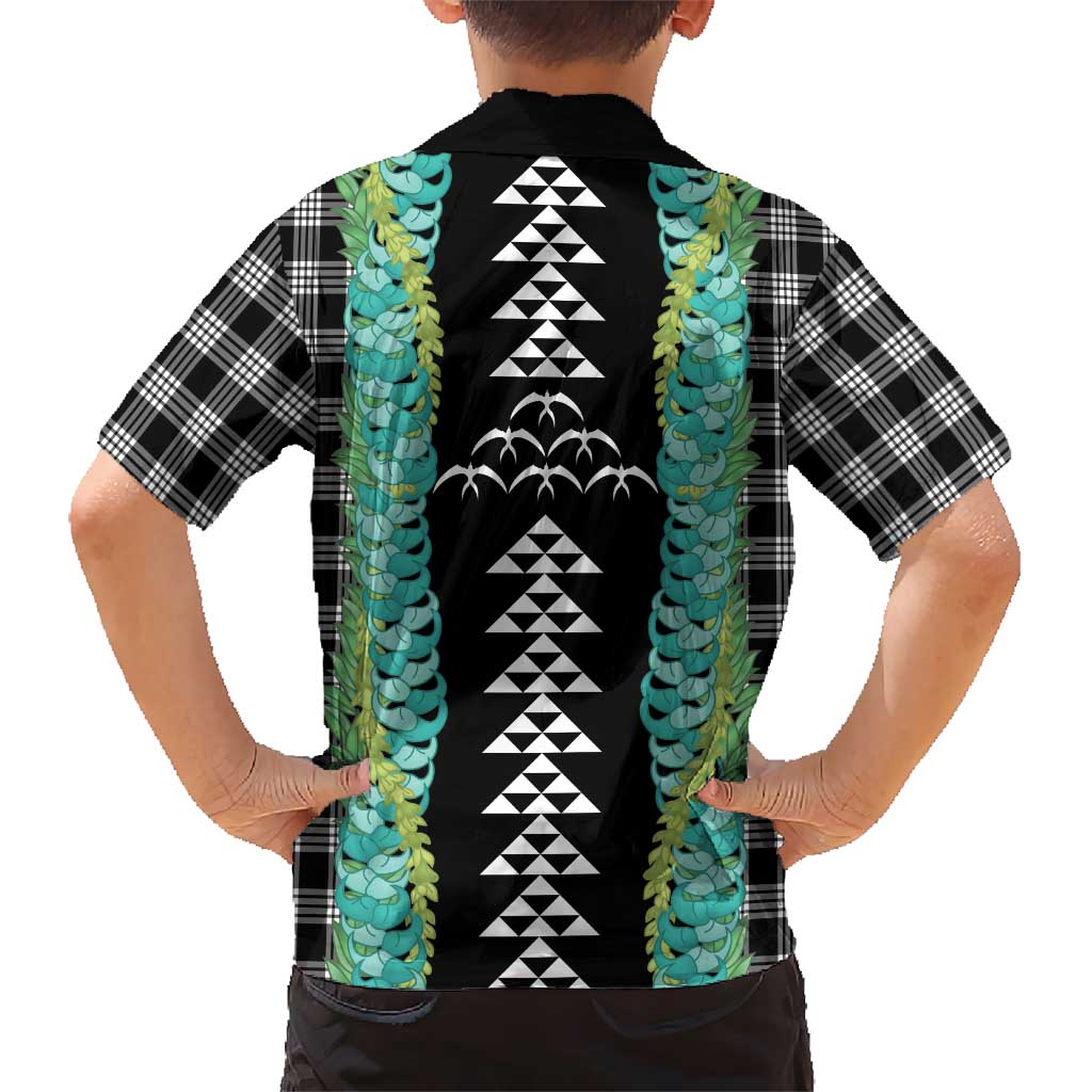 Black Palaka Hawaii Iwa Bird Family Matching Summer Maxi Dress and Hawaiian Shirt Hawaiian Kakau Jade Vine Lei LT14 - Polynesian Pride