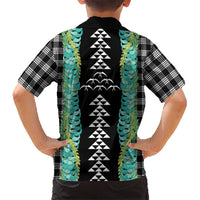 Black Palaka Hawaii Iwa Bird Family Matching Summer Maxi Dress and Hawaiian Shirt Hawaiian Kakau Jade Vine Lei LT14 - Polynesian Pride