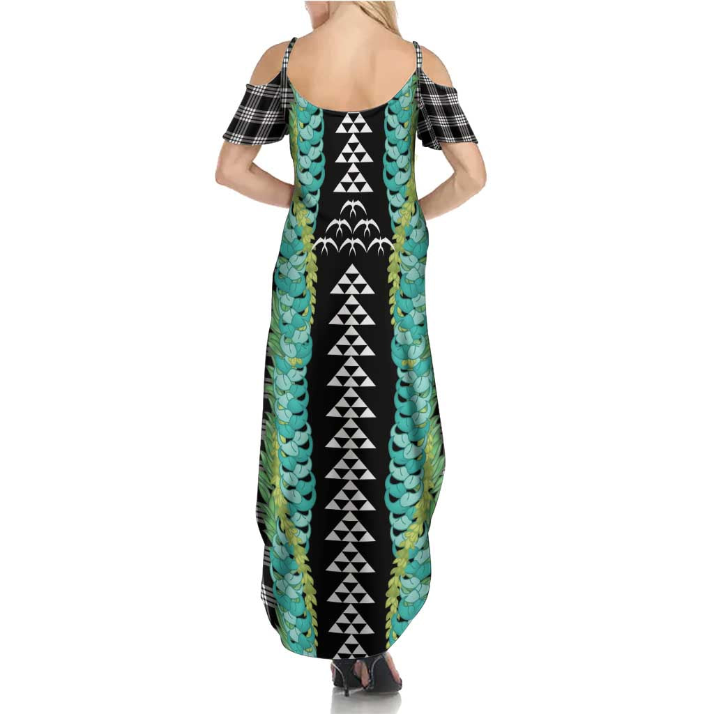 Black Palaka Hawaii Iwa Bird Family Matching Summer Maxi Dress and Hawaiian Shirt Hawaiian Kakau Jade Vine Lei LT14 - Polynesian Pride
