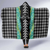 Black Palaka Hawaii Iwa Bird Hooded Blanket Hawaiian Kakau Jade Vine Lei LT14 One Size Black - Polynesian Pride