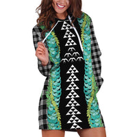 Black Palaka Hawaii Iwa Bird Hoodie Dress Hawaiian Kakau Jade Vine Lei LT14 Black - Polynesian Pride
