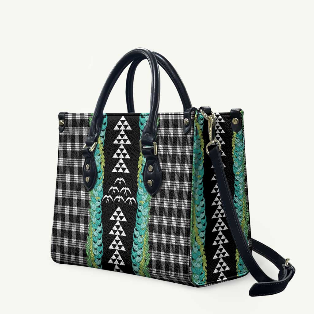 Black Palaka Hawaii Iwa Bird Leather Bag Hawaiian Kakau Jade Vine Lei - Polynesian Pride