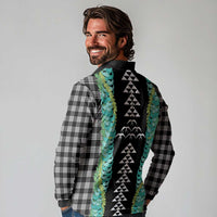 Black Palaka Hawaii Iwa Bird Long Sleeve Polo Shirt Hawaiian Kakau Jade Vine Lei LT14 - Polynesian Pride