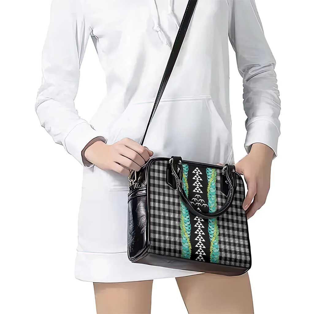 Black Palaka Hawaii Iwa Bird Shoulder Handbag Hawaiian Kakau Jade Vine Lei - Polynesian Pride