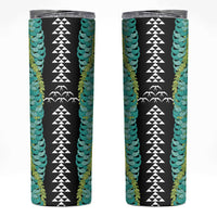 Black Palaka Hawaii Iwa Bird Skinny Tumbler Hawaiian Kakau Jade Vine Lei LT14 Black - Polynesian Pride