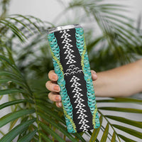 Black Palaka Hawaii Iwa Bird Skinny Tumbler Hawaiian Kakau Jade Vine Lei LT14 - Polynesian Pride