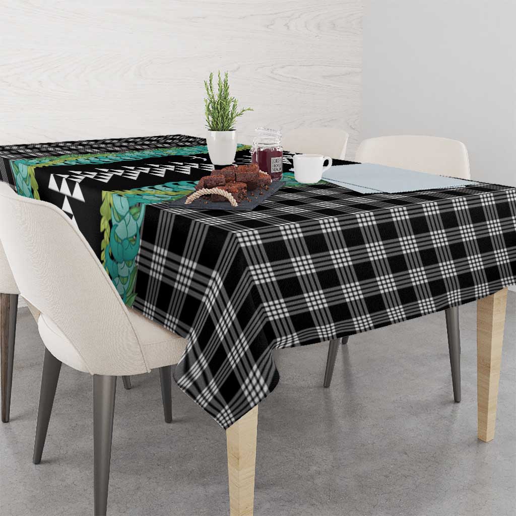 Black Palaka Hawaii Iwa Bird Tablecloth Hawaiian Kakau Jade Vine Lei - Polynesian Pride