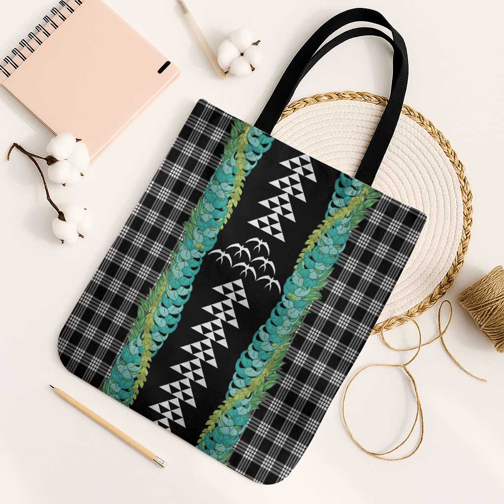 Black Palaka Hawaii Iwa Bird Tote Bag Hawaiian Kakau Jade Vine Lei - Polynesian Pride