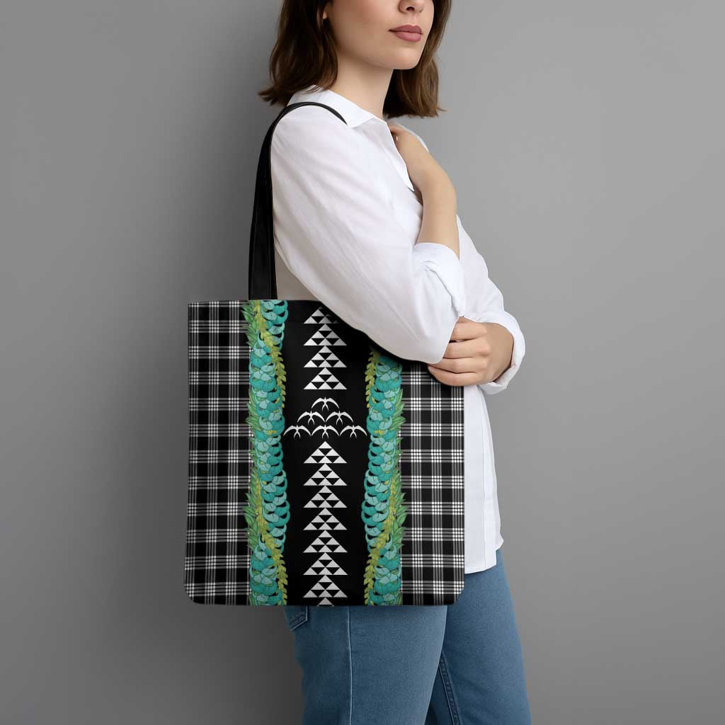 Black Palaka Hawaii Iwa Bird Tote Bag Hawaiian Kakau Jade Vine Lei - Polynesian Pride