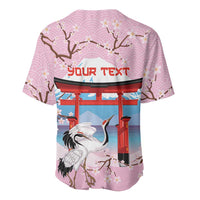 Japanese Torii Gate Cranes Personalised Baseball Jersey Fuji Mount Sakura Seigaiha Pattern