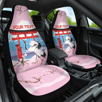 Japanese Torii Gate Cranes Personalised Car Seat Cover Fuji Mount Sakura Seigaiha Pattern
