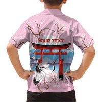 Japanese Torii Gate Cranes Personalised Family Matching Mermaid Dress and Hawaiian Shirt Fuji Mount Sakura Seigaiha Pattern LT14 - Polynesian Pride