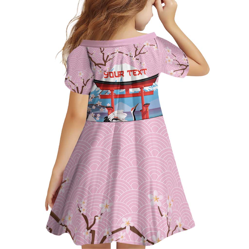 Japanese Torii Gate Cranes Personalised Family Matching Off Shoulder Short Dress and Hawaiian Shirt Fuji Mount Sakura Seigaiha Pattern
