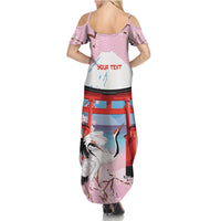 Japanese Torii Gate Cranes Personalised Family Matching Summer Maxi Dress and Hawaiian Shirt Fuji Mount Sakura Seigaiha Pattern