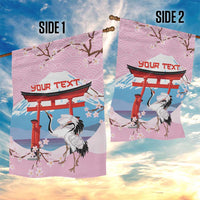 Japanese Torii Gate Cranes Personalised Garden Flag Fuji Mount Sakura Seigaiha Pattern