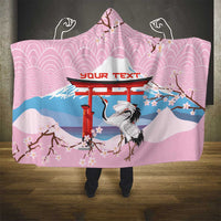 Japanese Torii Gate Cranes Personalised Hooded Blanket Fuji Mount Sakura Seigaiha Pattern
