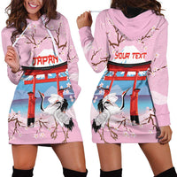 Japanese Torii Gate Cranes Personalised Hoodie Dress Fuji Mount Sakura Seigaiha Pattern