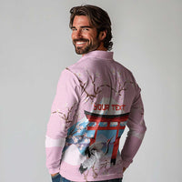 Japanese Torii Gate Cranes Personalised Long Sleeve Polo Shirt Fuji Mount Sakura Seigaiha Pattern