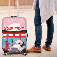 Japanese Torii Gate Cranes Personalised Luggage Cover Fuji Mount Sakura Seigaiha Pattern