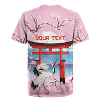 Japanese Torii Gate Cranes Personalised Rugby Jersey Fuji Mount Sakura Seigaiha Pattern