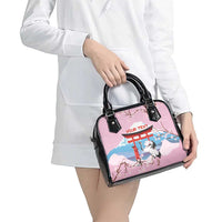 Japanese Torii Gate Cranes Personalised Shoulder Handbag Fuji Mount Sakura Seigaiha Pattern