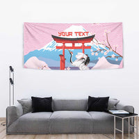 Japanese Torii Gate Cranes Personalised Tapestry Fuji Mount Sakura Seigaiha Pattern