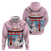 Japanese Torii Gate Cranes Personalised Zip Hoodie Fuji Mount Sakura Seigaiha Pattern