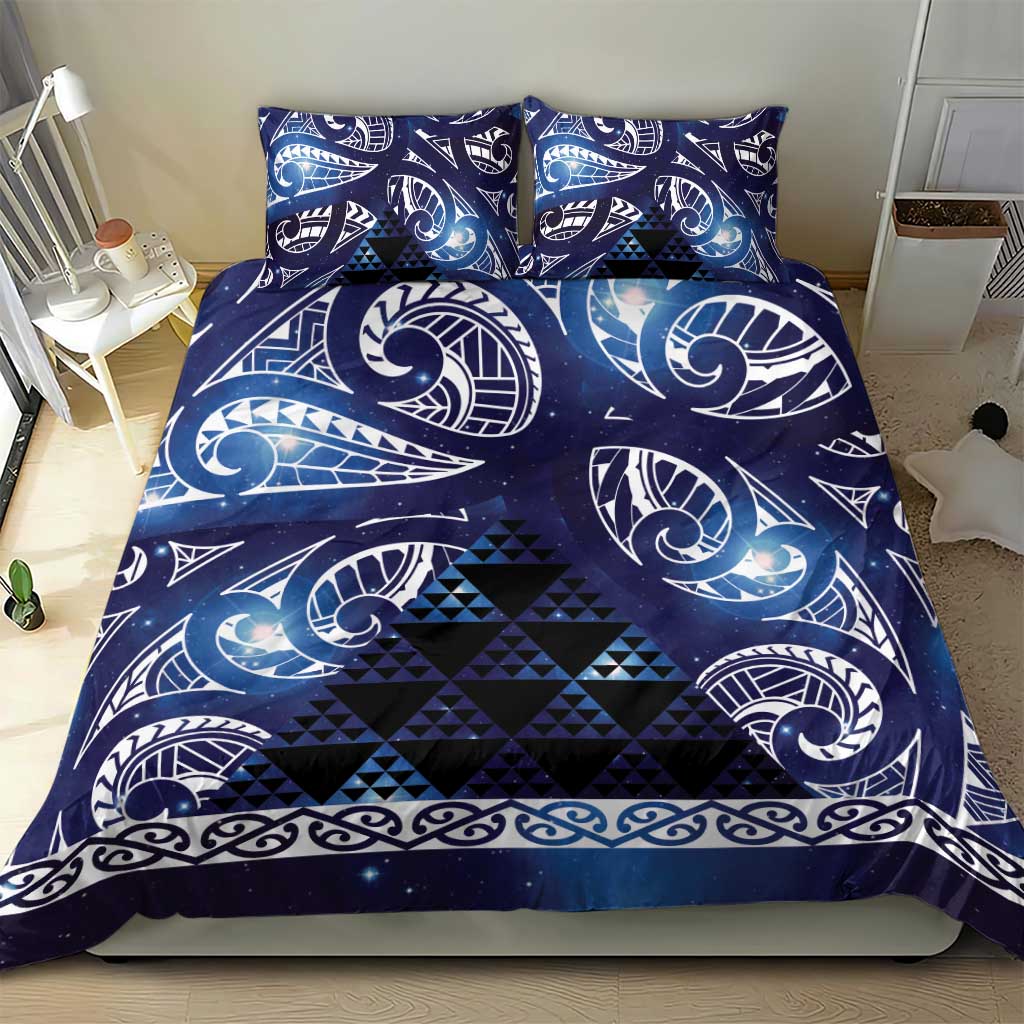 Matariki New Zealand Bedding Set NZ Niho Taniwha Maori New Year Blue Galaxy