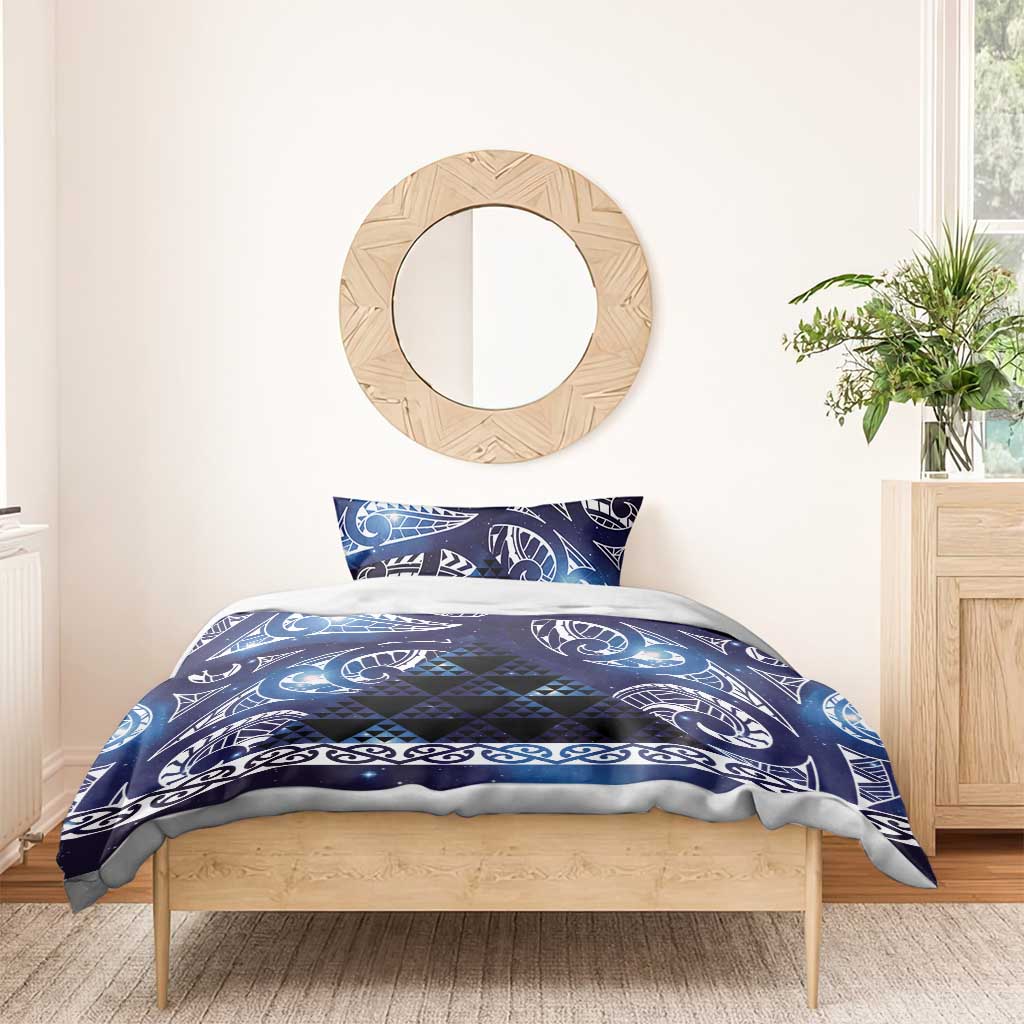Matariki New Zealand Bedding Set NZ Niho Taniwha Maori New Year Blue Galaxy