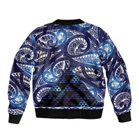 Matariki New Zealand Bomber Jacket NZ Niho Taniwha Maori New Year Blue Galaxy