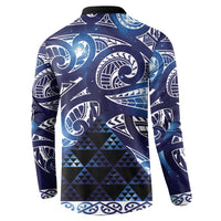 Matariki New Zealand Button Sweatshirt NZ Niho Taniwha Maori New Year Blue Galaxy