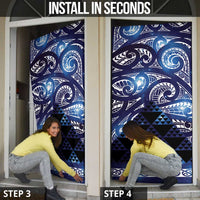 Matariki New Zealand Door Cover NZ Niho Taniwha Maori New Year Blue Galaxy