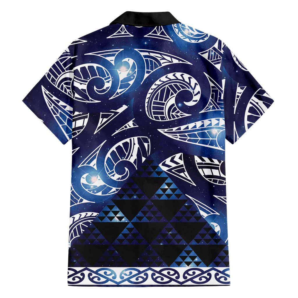 Matariki New Zealand Family Matching Off Shoulder Short Dress and Hawaiian Shirt NZ Niho Taniwha Maori New Year Blue Galaxy LT14 - Polynesian Pride
