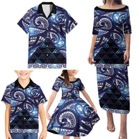 Matariki New Zealand Family Matching Puletasi and Hawaiian Shirt NZ Niho Taniwha Maori New Year Blue Galaxy LT14 - Polynesian Pride