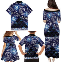 Matariki New Zealand Family Matching Puletasi and Hawaiian Shirt NZ Niho Taniwha Maori New Year Blue Galaxy LT14 - Polynesian Pride
